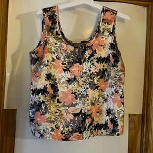 Croft and Barrow Women’s Sz M Floral (white/pink/black) Sleeveless Tank Top  EUC